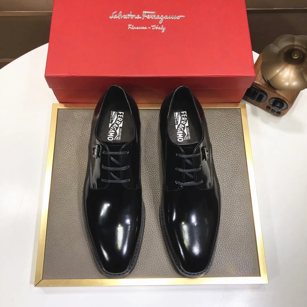 Men's shoes 💰540💰[Ferragamo/Ferragamo] (high-end Niuli) New 🍀 Ferragamo* - top version Ferragamo's classic formal leather shoes! Made of imported original cowhide, the inner top layer is comfortable cowhide lining! Original wear-resistant rubber outsole! High quality products! Code number 38-44!